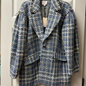 NWT $695 Cinq à Sept Mckenzie Bejeweled Tweed Coat